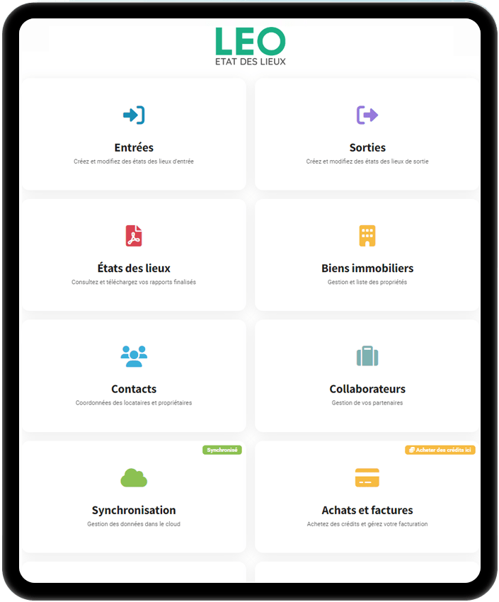 LEO ETAT DES LIEUX / INVENTARIO DE LA PROPIEDAD : SaaS, aplicación web, móvil y para tabletas